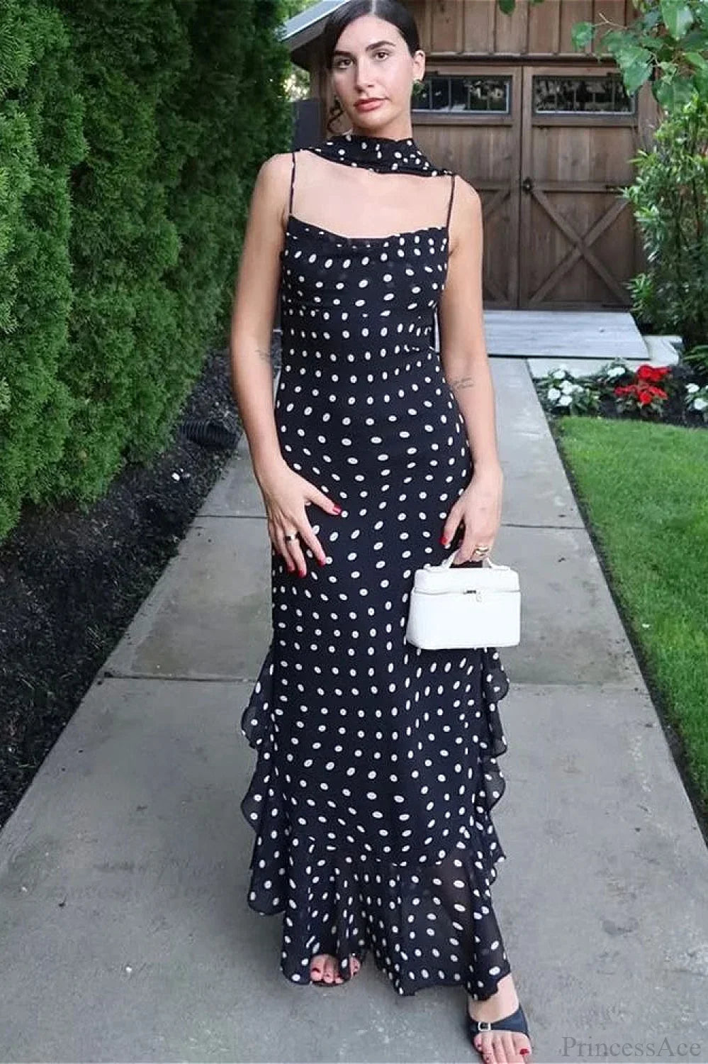 Ruffled Spaghetti-Strap Maxi Dress