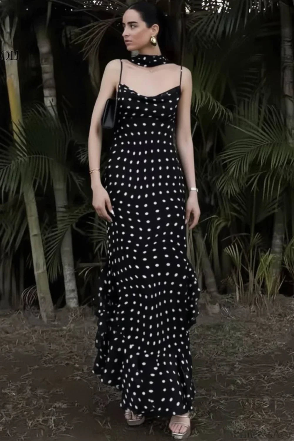 Ruffled Spaghetti-Strap Maxi Dress