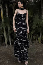 Ruffled Spaghetti-Strap Maxi Dress
