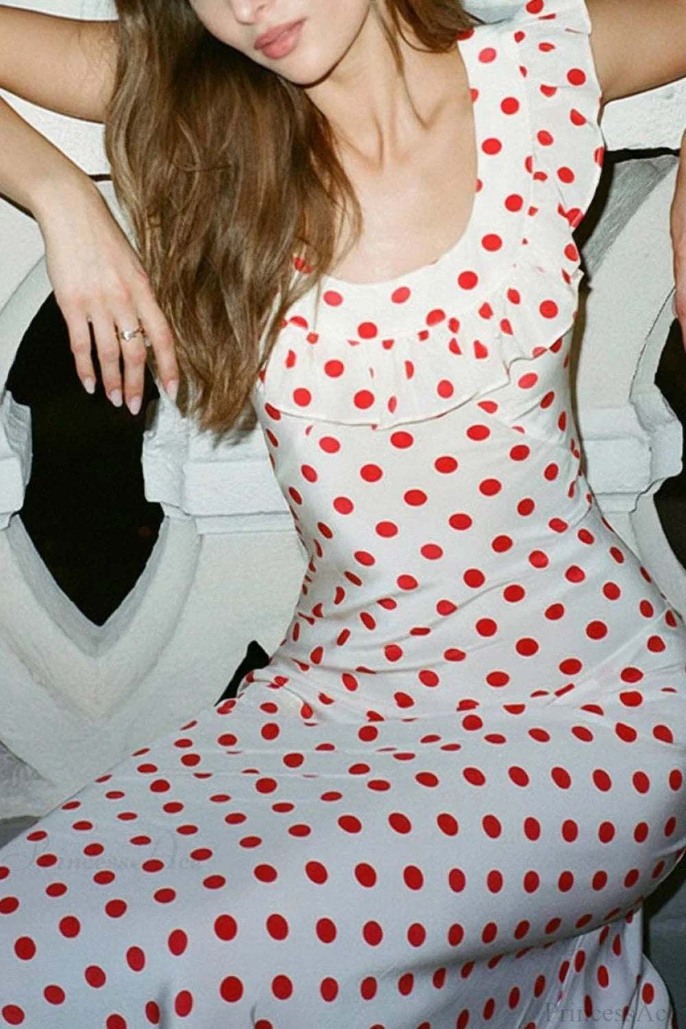 Polka Dot Ruffle Vacation Maxi Dress