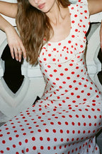 Polka Dot Ruffle Vacation Maxi Dress